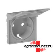   Legrand Valena Life 2P+F csatlakozóaljzat burkolat csapófedéllel alumínium, Legrand 754842