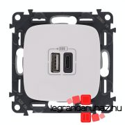   Legrand Valena Allure töltőaljzat kettős USB C-típusú + USB A-típusú csatlakozóval, fehér, Legrand 754965