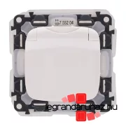   Legrand Valena Allure 2P+F csatlakozóaljzat biztonsági zsaluval, csapófedéllel, IP44 fehér, Legrand 755204