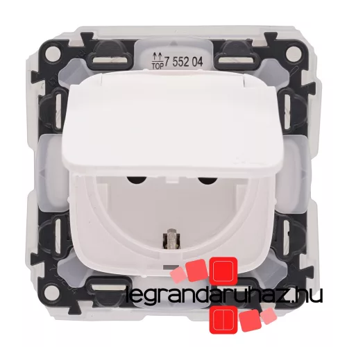 Legrand Valena Allure 2P+F csatlakozóaljzat biztonsági zsaluval, csapófedéllel, IP44 fehér, Legrand 755204