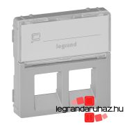   Legrand Valena Life 2xRJ45 csatlakozóaljzat burkolat, címketartóval alumínium, Legrand 755482