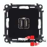 Legrand Valena Life kettős USB-A + USB-A csatlakozóaljzat 3A–15W, fekete, Legrand 756312