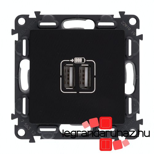 Legrand Valena Life kettős USB-A + USB-A csatlakozóaljzat 3A–15W, fekete, Legrand 756312