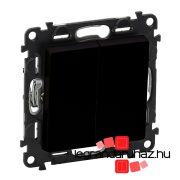   Valena Life kettős váltóérintkezős nyomó mechanizmus burkolattal, fekete