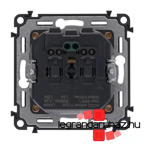 Legrand Valena Life 2P+F csatlakozóaljzat+ USB C-típusú töltőaljzat, fekete, Legrand 756335