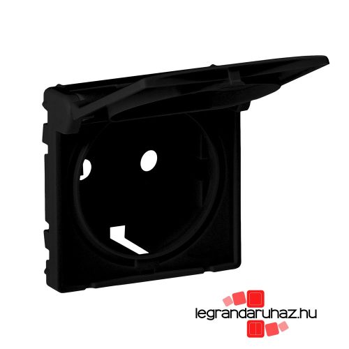 Legrand Valena Life 2P+F csatlakozóaljzat burkolat csapófedéllel, fekete, Legrand 756842