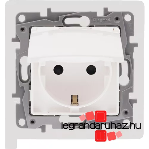 Legrand Niloé 2P+F aljzat körömmel IP44 fehér biztonsági zsaluval 764531, Legrand 764531