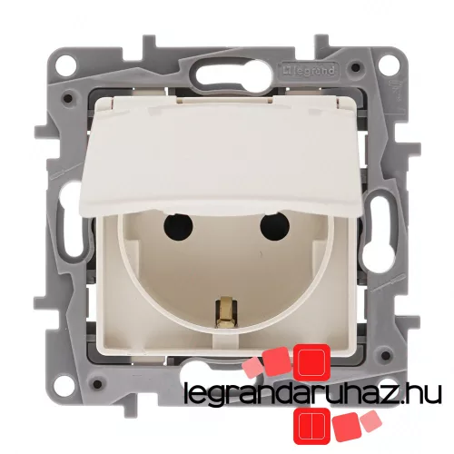 Legrand Niloé 2P+F aljzat csapófedeles biztonsági zsaluval, bézs, Legrand 764632