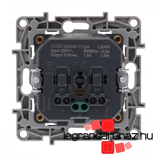 Legrand Niloé 2P+F földelt aljzat, USB C-típusú csatlakozóval, bézs, Legrand 764635