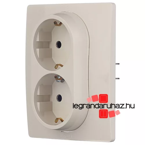 Legrand Niloé 2X2P+F aljzat körömmel bézs biztonsági zsaluval, Legrand 764644