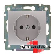   Legrand Valena 2P+F csatlakozóaljzat biztonsági zsaluval alumínium, Legrand 770121