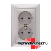   Legrand Valena 2X2P+F csatlakozóaljzat biztonsági zsaluval alumínium, Legrand 770127