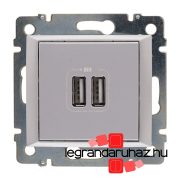   Valena 2XUSB töltő aljzat, 1500 mA, alumínium, Legrand 770270