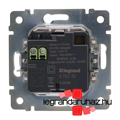 Valena 2XUSB töltő aljzat, 1500 mA, alumínium, Legrand 770270