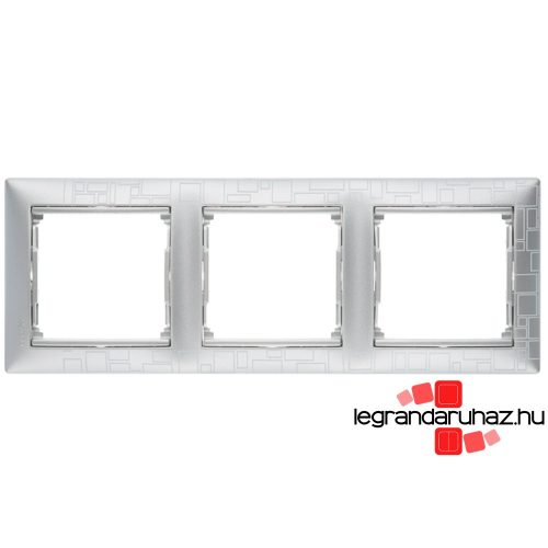 Legrand Valena keret hármas, vízszintes, alu négyzetmintás, Legrand 770343