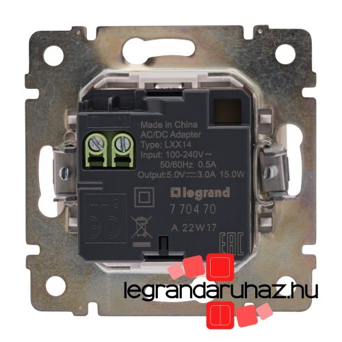 Legrand Valena 2 USB töltő aljzat, 1500 mA, fehér, Legrand 770470