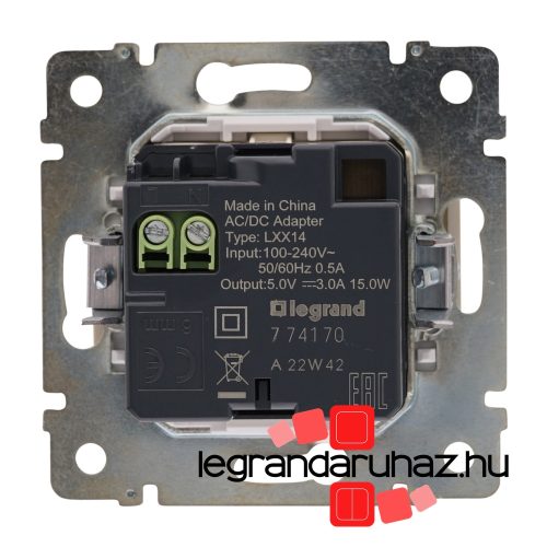 Legrand Valena 2 USB töltő aljzat, 1500 mA, elefántcsont, Legrand 774170