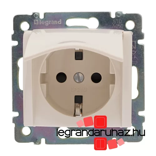 Legrand Valena 2P+F csatlakozóaljzat csapófedéllel, elefántcsont, Legrand 774322