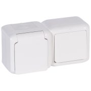   Legrand Forix IP44 fk 1P kapcsoló + 2P+F csatlakozóaljzat, csapófedéllel, biztonsági zsaluval, fehér, Legrand 782371