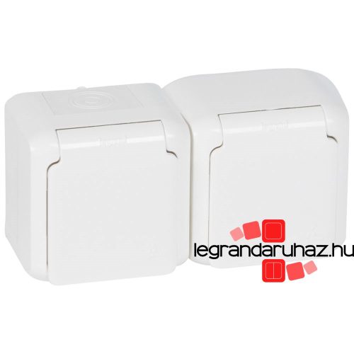 Legrand Forix IP44 falon kívüli 2x2P+F földelt csatlakozóaljzat, 16A, csapófedéllel, biztonsági zsaluval, fehér, Legrand 782374