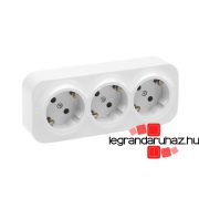  Legrand Forix IP21 elővezetékezett falon kívüli 3x2P+F aljzat, 16 A, biztonsági zsaluval 45°-ban elforgatott betéttárcsa, fehér, Legrand 782438