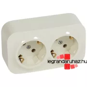   Legrand Forix IP20 falon kívüli 2x2P+F aljzat, 16 A, biztonsági zsaluval 45°-ban elforgatott betéttárcsa, bézs 782453, Legrand 782453
