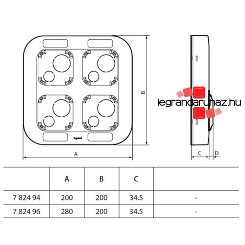 Legrand Forix IP20 falon kívüli 4-es sorolású munkaállomás fehér, Legrand 782494
