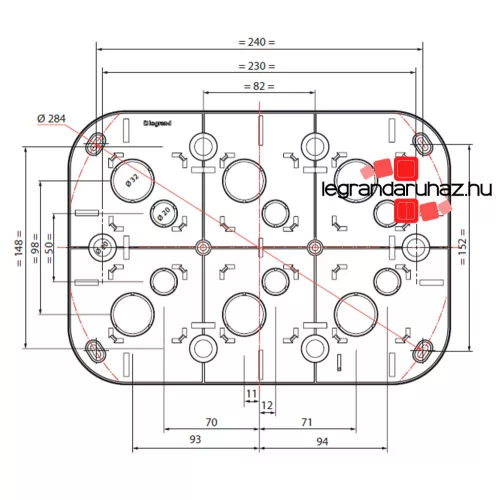 Legrand Forix IP20 falon kívüli 6-os munkaállomás, vízszintesen/függőlegesen felszerelhető, fehér, Legrand 782496