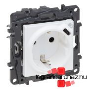   Legrand Niloé Step 2P+F kombinált csatlakozóaljzat + USB-C, (rugós), biztonsági zsaluval, fehér, Legrand  863126