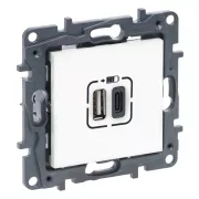   Legrand Niloé Step 2xUSB-A+C töltőaljzat 5V 3A 15W, fehér, Legrand  863140