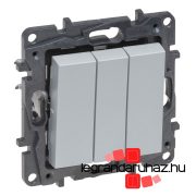   Legrand Niloé Step hármas egypólusú kapcsoló, 10AX, alumínium, Legrand  863303