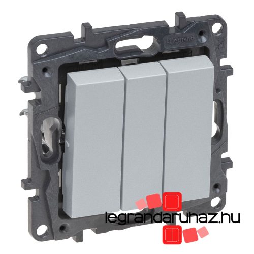 Legrand Niloé Step hármas egypólusú kapcsoló, 10AX, alumínium, Legrand  863303