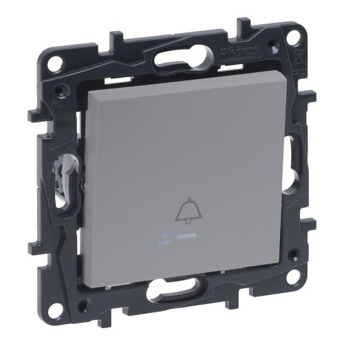 Legrand Niloé Step egypólusú nyomó jelzőfénnyel, csengőjellel, alumínium, Legrand  863310