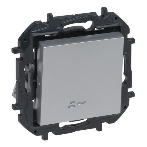 Legrand Niloé Step egypólusú kapcsoló jelzőfénnyel (rugós), 10AX, alumínium, Legrand  863311B