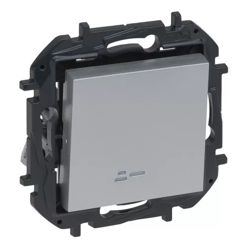 Legrand Niloé Step egypólusú kapcsoló jelzőfénnyel (rugós), 10AX, alumínium, IP44, Legrand  863311BIP44