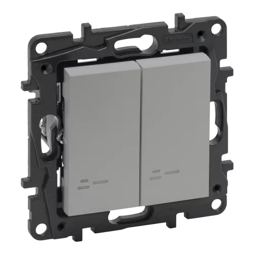 Legrand Niloé Step kettős váltókapcsoló jelzőfénnyel, alumínium, IP44, Legrand  863318IP44