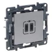   Legrand Niloé Step 2xUSB-C töltőaljzat 5V 3A 15W, alumínium, Legrand  863339