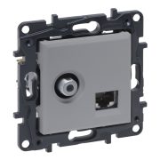   Legrand Niloé Step "F" típusú TV aljzat + RJ45 Cat. 6 UTP aljzat, alumínium, Legrand  863377