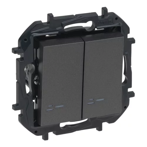 Legrand Niloé Step kettős váltókapcsoló jelzőfénnyel, grafitszürke,   Legrand  863418 / 863418B