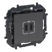   Legrand Niloé Step 2xUSB-C töltőaljzat 5V 3A 15W, grafitszürke,   Legrand  863439 / 863439B
