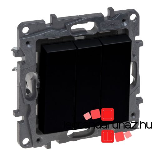Legrand Niloé Step hármas egypólusú kapcsoló, 10AX, fekete, Legrand  863503
