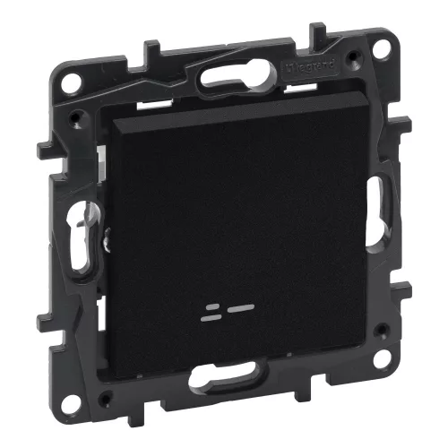 Legrand Niloé Step egypólusú kapcsoló jelzőfénnyel (rugós), 10AX, fekete, IP44, Legrand  863511IP44