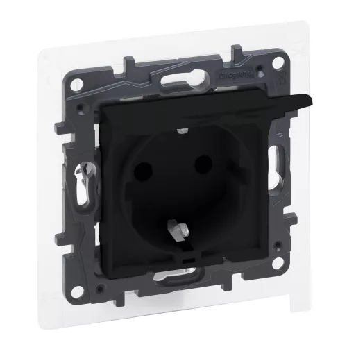 Legrand Niloé Step 2P+F csatlakozóaljzat (rugós), biztonsági zsaluval, IP44, fekete, Legrand  863523