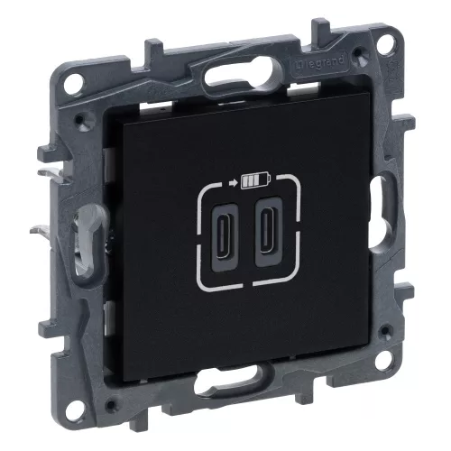 Legrand Niloé Step 2xUSB-C töltőaljzat 5V 3A 15W, fekete, Legrand  863539