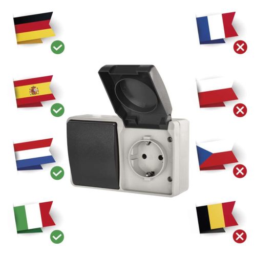 EMOS A1396.2, Aljzat és váltókapcsoló IP44 SCHUKO