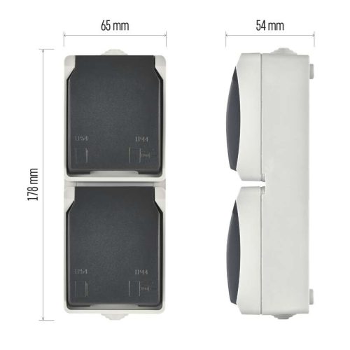 EMOS A1396-3, EMOS fali aljzat, dupla IP44 SCHUKO