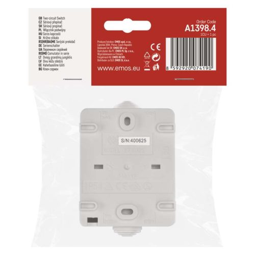 EMOS A1398.4, Kapcsoló IP54, fehér