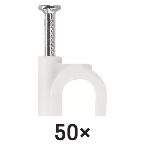 EMOS fehér kör alakú kábelbilincs 10 mm kábelhez, 50 db, A2826