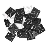 EMOS fekete öntapadó kábelrögzítő talp 3M szalaggal, 30×30 mm, 25 db, A2833