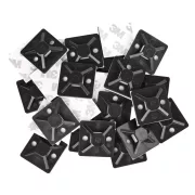 EMOS fekete öntapadó kábelrögzítő talp 3M szalaggal, 30×30 mm, 25 db, A2833